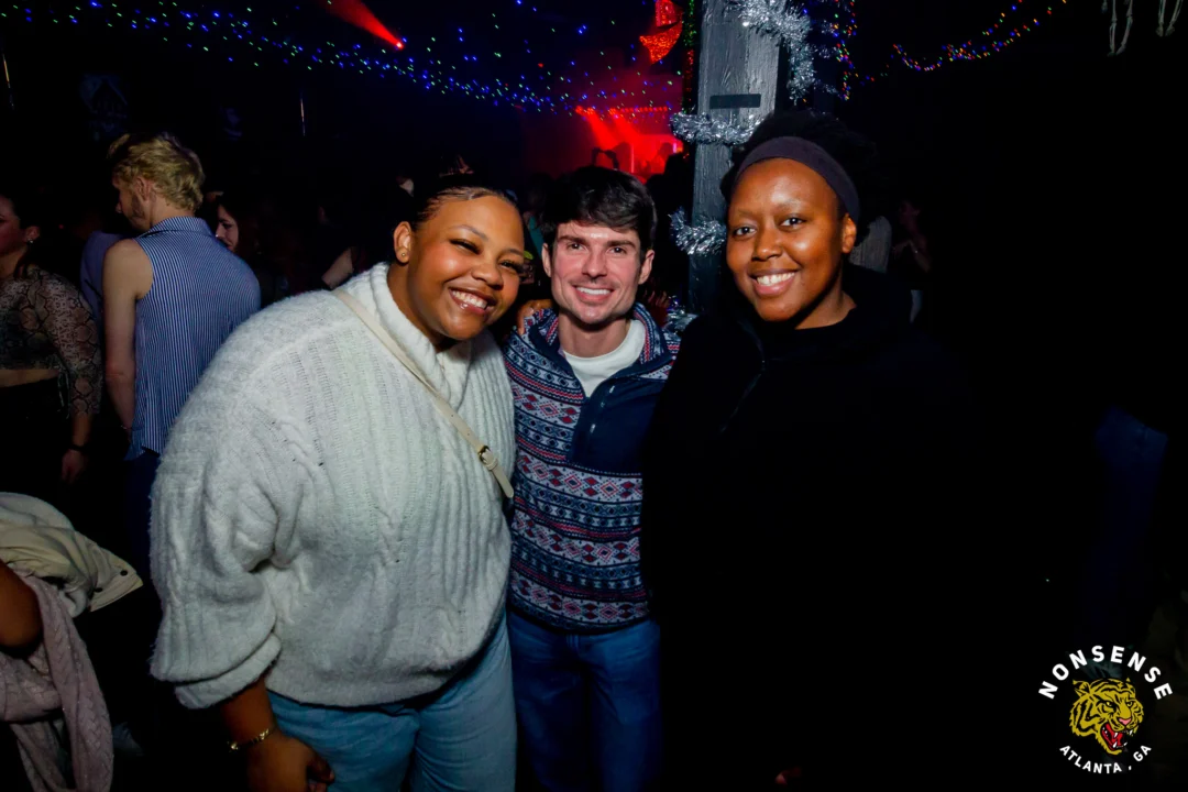 Nonsense Christmas 2025 - Kimber was the DJ - Scott was Santa - Madison was the Grumpy Elf - Photo by @hellacurious