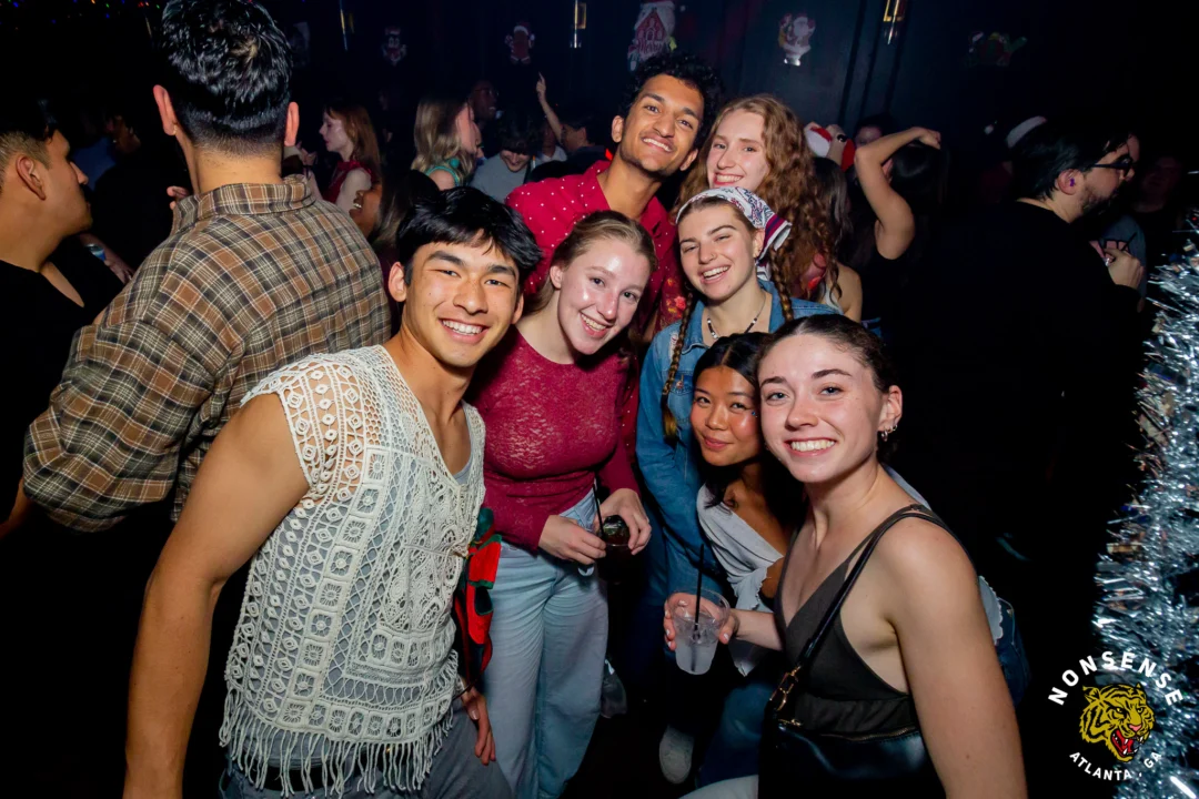 Nonsense Christmas 2025 - Kimber was the DJ - Scott was Santa - Madison was the Grumpy Elf - Photo by @hellacurious