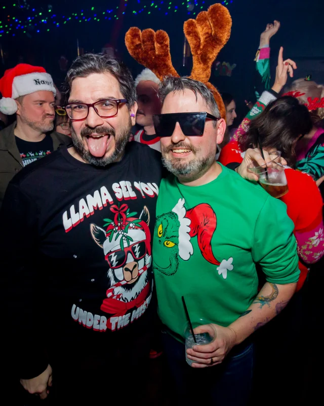 Nonsense Christmas 2025 - Kimber was the DJ - Scott was Santa - Madison was the Grumpy Elf - Photo by @hellacurious