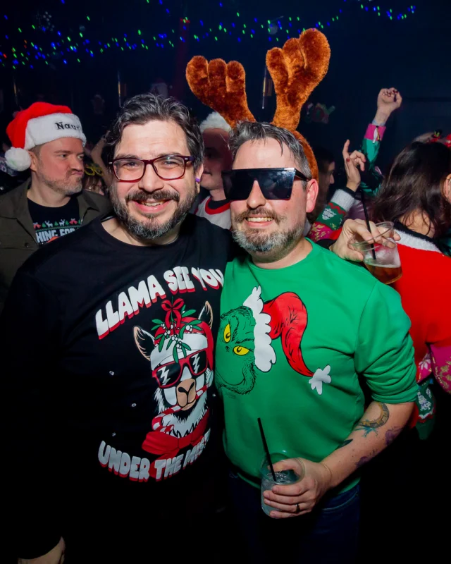 Nonsense Christmas 2025 - Kimber was the DJ - Scott was Santa - Madison was the Grumpy Elf - Photo by @hellacurious