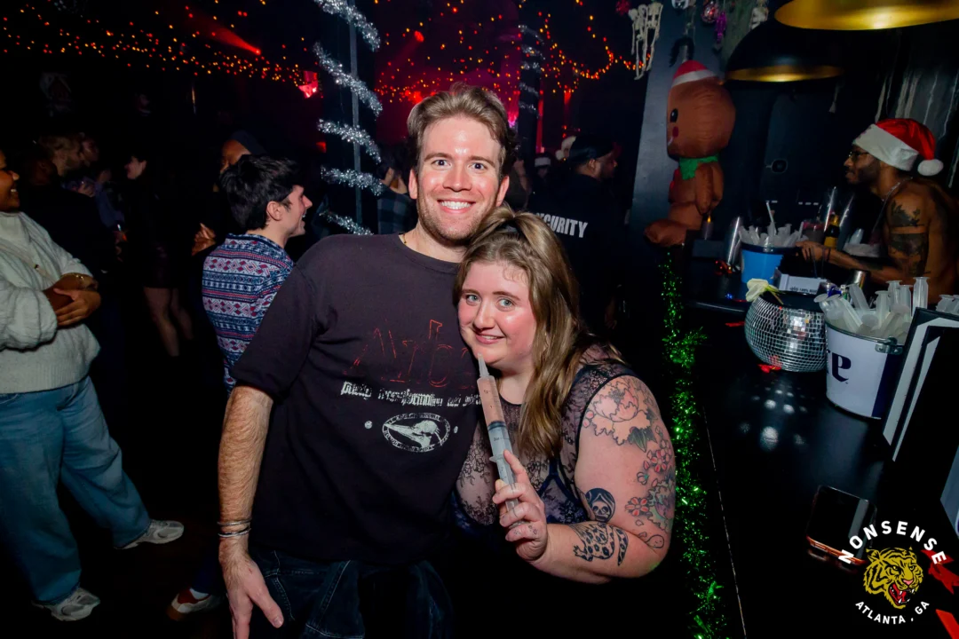 Nonsense Christmas 2025 - Kimber was the DJ - Scott was Santa - Madison was the Grumpy Elf - Photo by @hellacurious