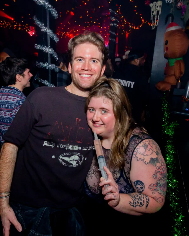 Nonsense Christmas 2025 - Kimber was the DJ - Scott was Santa - Madison was the Grumpy Elf - Photo by @hellacurious