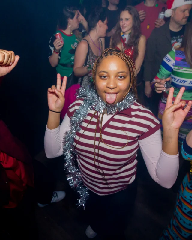 Nonsense Christmas 2025 - Kimber was the DJ - Scott was Santa - Madison was the Grumpy Elf - Photo by @hellacurious