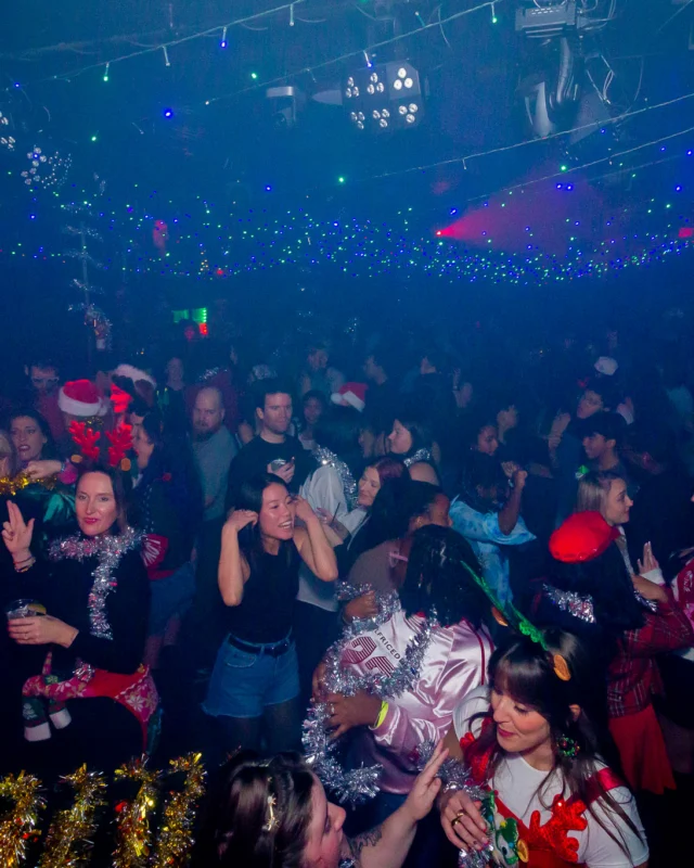 Nonsense Christmas 2025 - Kimber was the DJ - Scott was Santa - Madison was the Grumpy Elf - Photo by @hellacurious