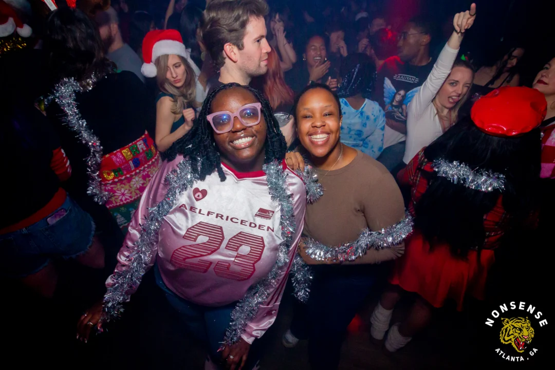 Nonsense Christmas 2025 - Kimber was the DJ - Scott was Santa - Madison was the Grumpy Elf - Photo by @hellacurious