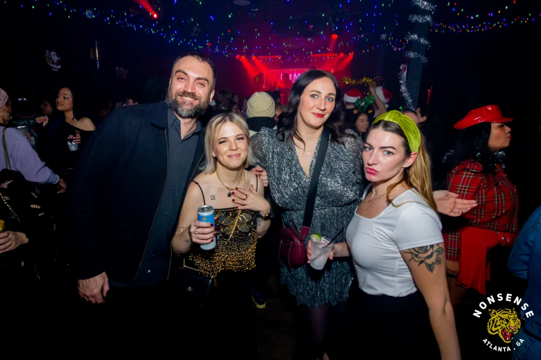 Nonsense Christmas 2025 - Kimber was the DJ - Scott was Santa - Madison was the Grumpy Elf - Photo by @hellacurious