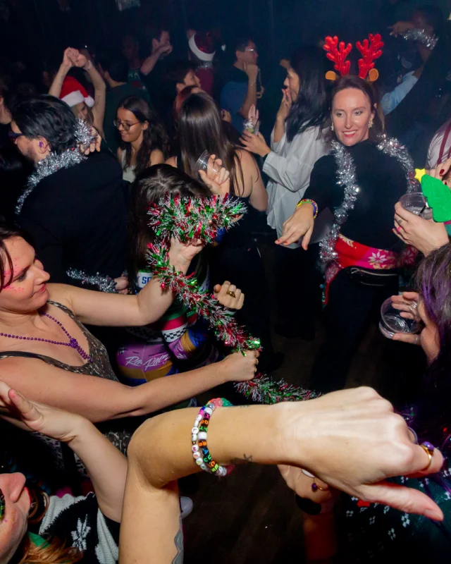 Nonsense Christmas 2025 - Kimber was the DJ - Scott was Santa - Madison was the Grumpy Elf - Photo by @hellacurious