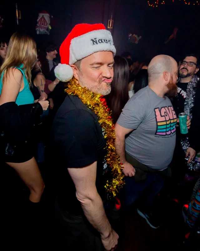 Nonsense Christmas 2025 - Kimber was the DJ - Scott was Santa - Madison was the Grumpy Elf - Photo by @hellacurious