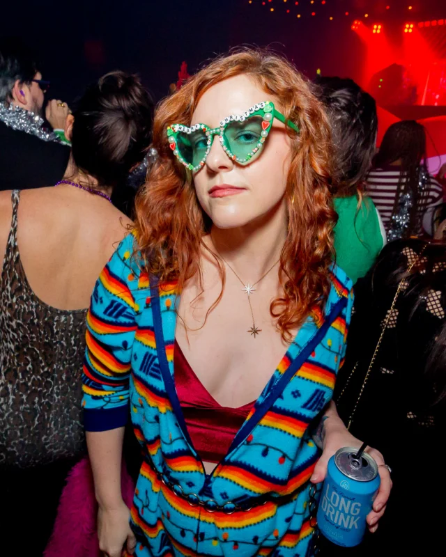 Nonsense Christmas 2025 - Kimber was the DJ - Scott was Santa - Madison was the Grumpy Elf - Photo by @hellacurious