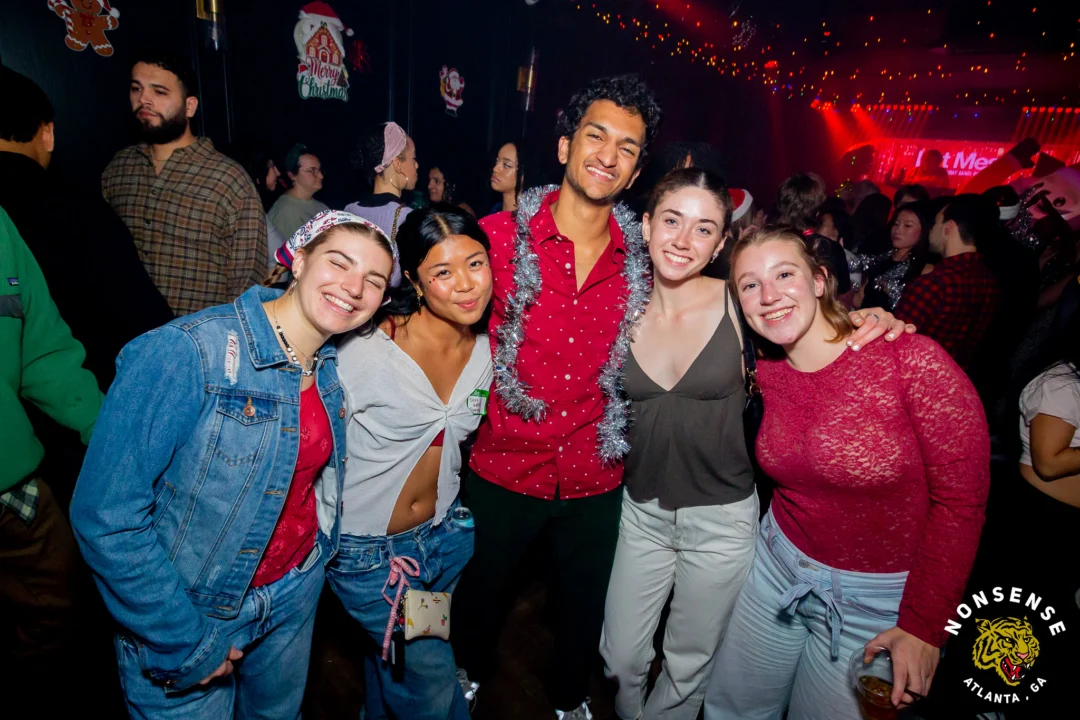 Nonsense Christmas 2025 - Kimber was the DJ - Scott was Santa - Madison was the Grumpy Elf - Photo by @hellacurious