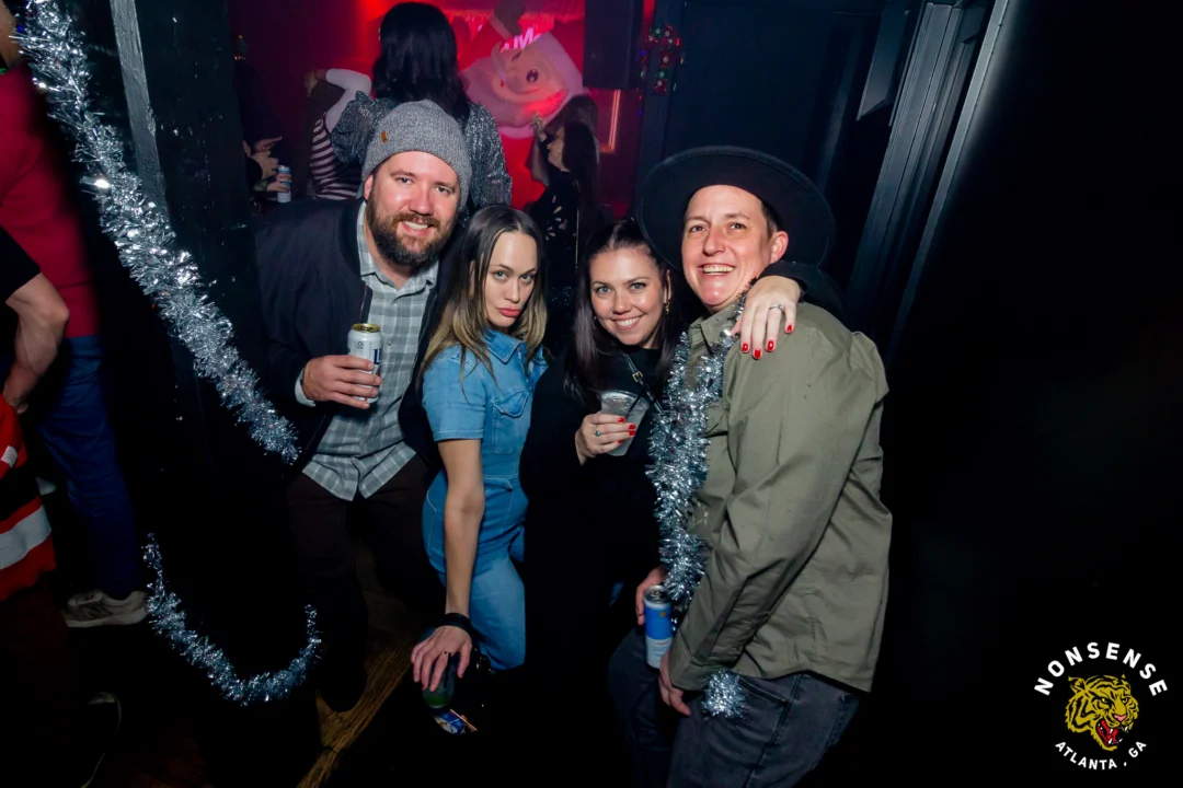 Nonsense Christmas 2025 - Kimber was the DJ - Scott was Santa - Madison was the Grumpy Elf - Photo by @hellacurious