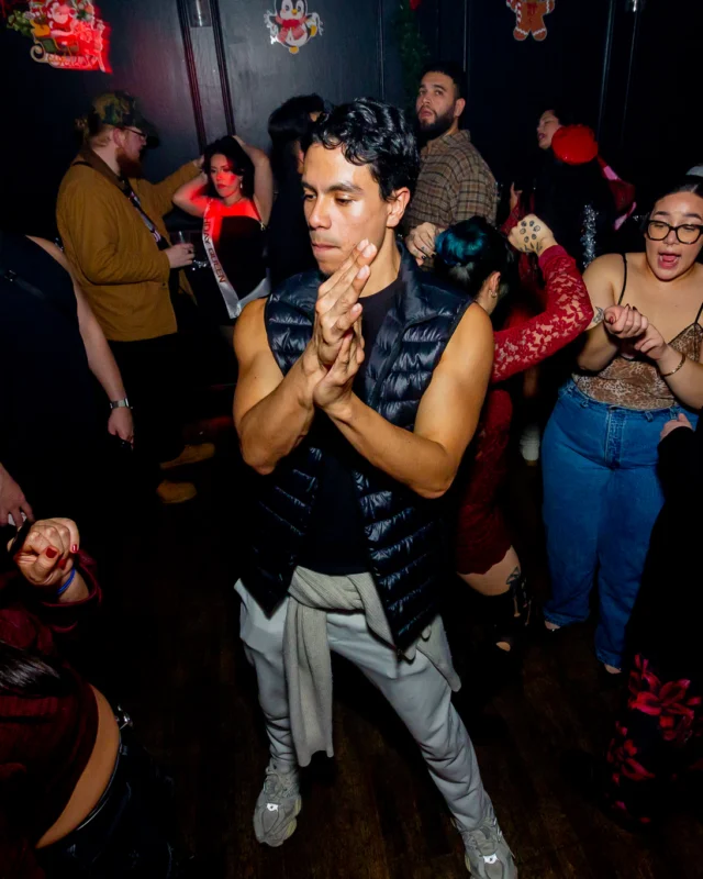 Nonsense Christmas 2025 - Kimber was the DJ - Scott was Santa - Madison was the Grumpy Elf - Photo by @hellacurious