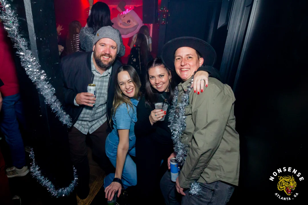 Nonsense Christmas 2025 - Kimber was the DJ - Scott was Santa - Madison was the Grumpy Elf - Photo by @hellacurious