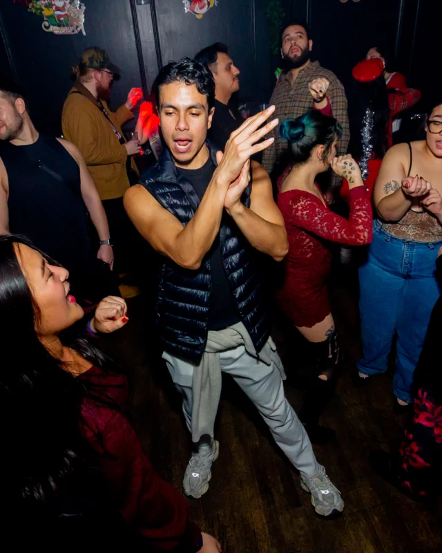 Nonsense Christmas 2025 - Kimber was the DJ - Scott was Santa - Madison was the Grumpy Elf - Photo by @hellacurious