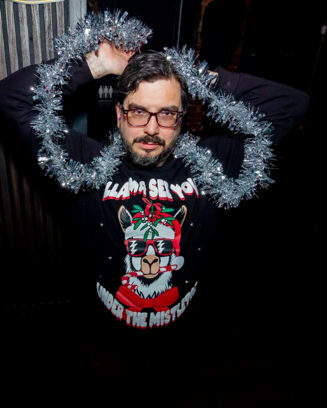 Nonsense Christmas 2025 - Kimber was the DJ - Scott was Santa - Madison was the Grumpy Elf - Photo by @hellacurious