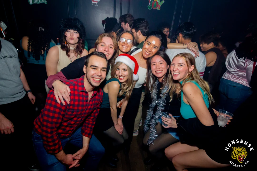 Nonsense Christmas 2025 - Kimber was the DJ - Scott was Santa - Madison was the Grumpy Elf - Photo by @hellacurious