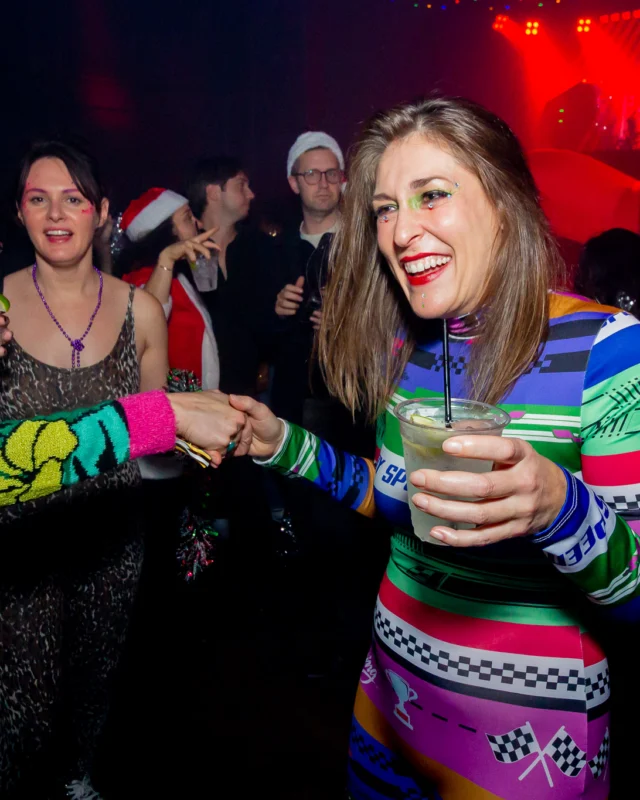 Nonsense Christmas 2025 - Kimber was the DJ - Scott was Santa - Madison was the Grumpy Elf - Photo by @hellacurious