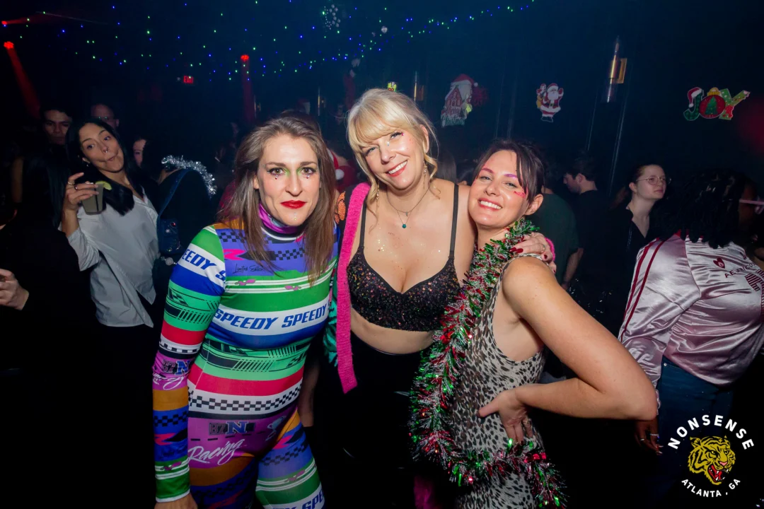 Nonsense Christmas 2025 - Kimber was the DJ - Scott was Santa - Madison was the Grumpy Elf - Photo by @hellacurious
