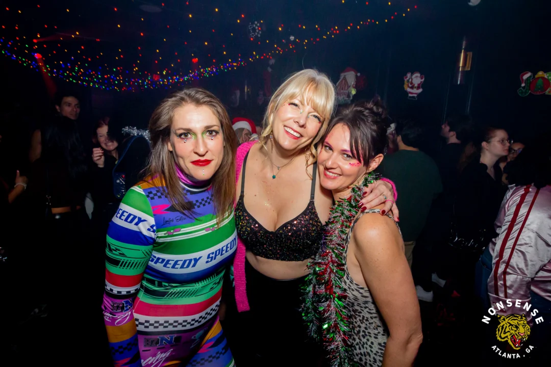 Nonsense Christmas 2025 - Kimber was the DJ - Scott was Santa - Madison was the Grumpy Elf - Photo by @hellacurious