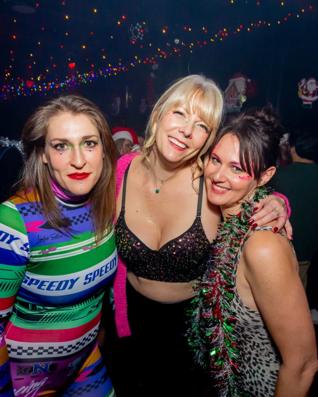 Nonsense Christmas 2025 - Kimber was the DJ - Scott was Santa - Madison was the Grumpy Elf - Photo by @hellacurious