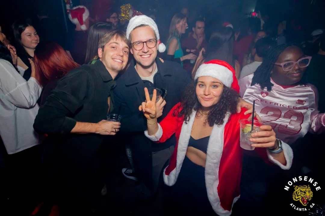 Nonsense Christmas 2025 - Kimber was the DJ - Scott was Santa - Madison was the Grumpy Elf - Photo by @hellacurious