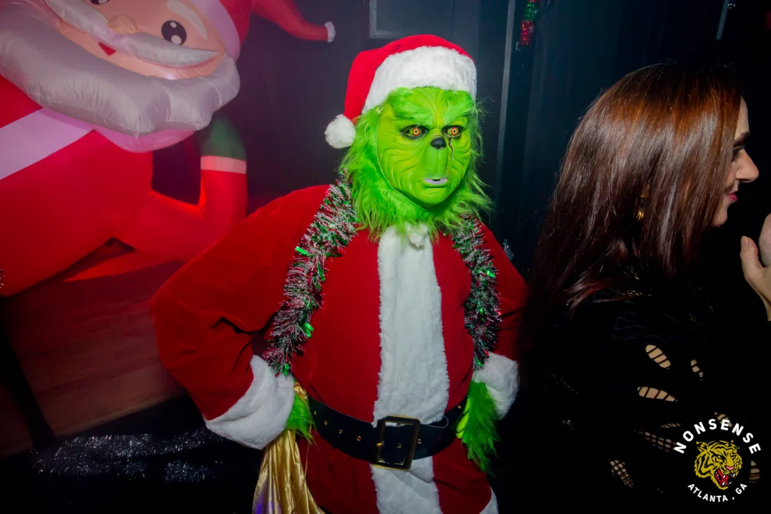 Nonsense Christmas 2025 - Kimber was the DJ - Scott was Santa - Madison was the Grumpy Elf - Photo by @hellacurious