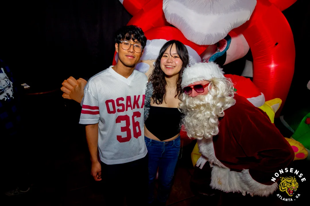 Nonsense Christmas 2025 - Kimber was the DJ - Scott was Santa - Madison was the Grumpy Elf - Photo by @hellacurious