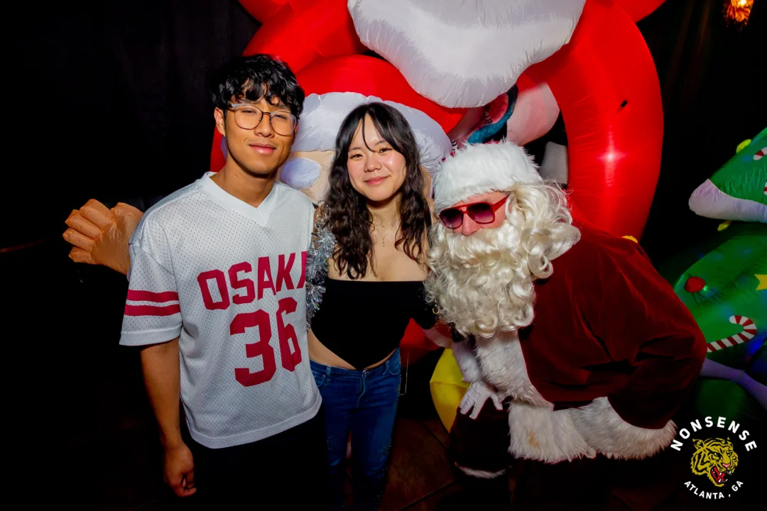Nonsense Christmas 2025 - Kimber was the DJ - Scott was Santa - Madison was the Grumpy Elf - Photo by @hellacurious