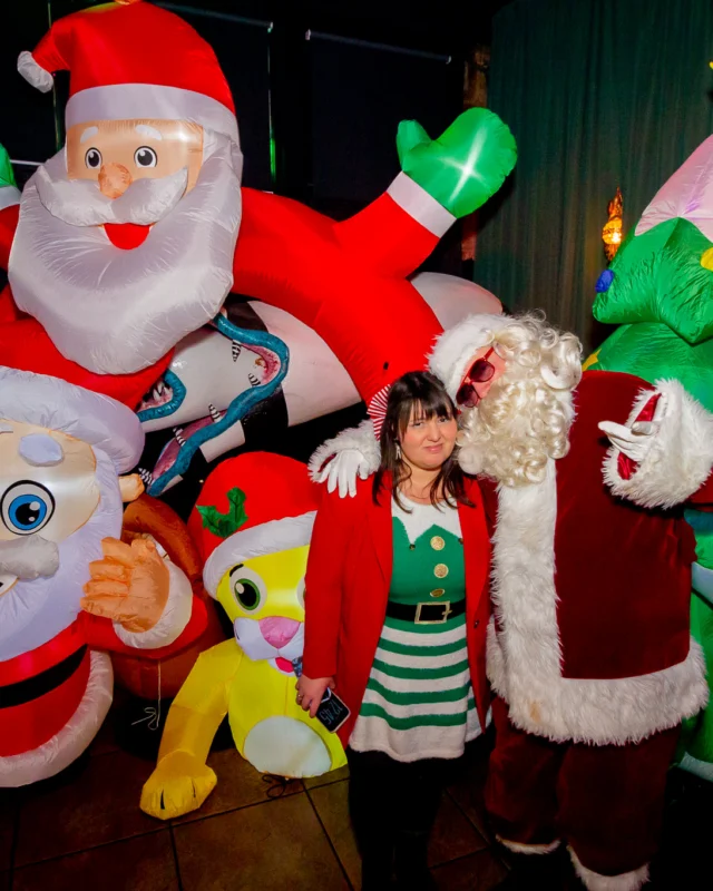 Nonsense Christmas 2025 - Kimber was the DJ - Scott was Santa - Madison was the Grumpy Elf - Photo by @hellacurious