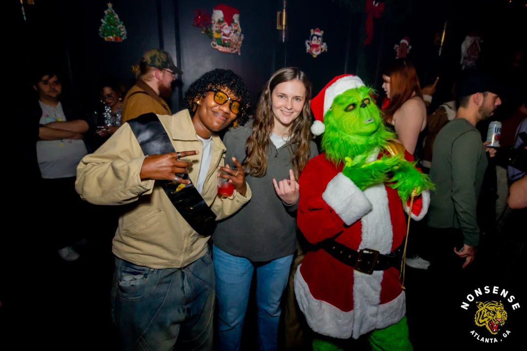 Nonsense Christmas 2025 - Kimber was the DJ - Scott was Santa - Madison was the Grumpy Elf - Photo by @hellacurious