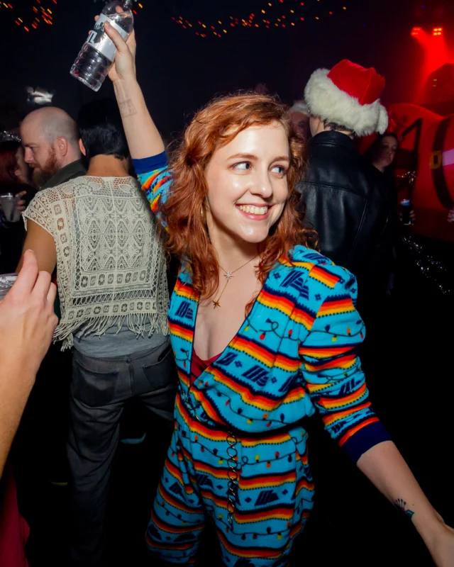 Nonsense Christmas 2025 - Kimber was the DJ - Scott was Santa - Madison was the Grumpy Elf - Photo by @hellacurious