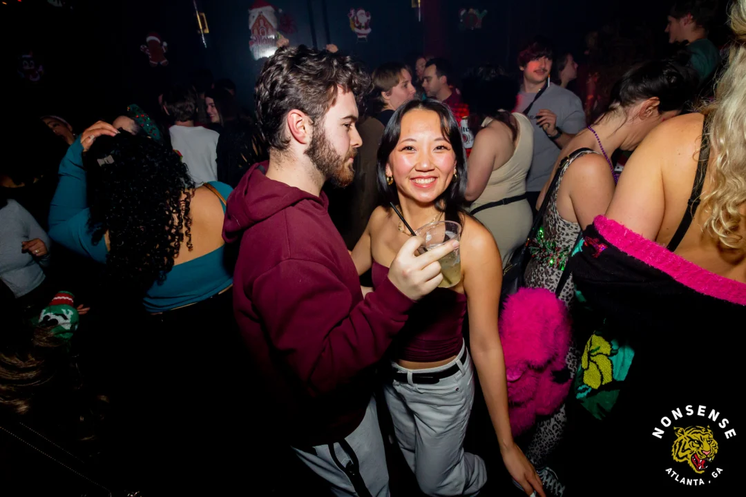 Nonsense Christmas 2025 - Kimber was the DJ - Scott was Santa - Madison was the Grumpy Elf - Photo by @hellacurious