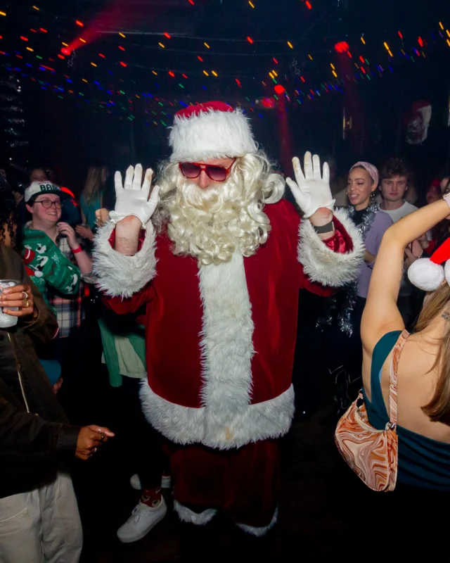 Nonsense Christmas 2025 - Kimber was the DJ - Scott was Santa - Madison was the Grumpy Elf - Photo by @hellacurious