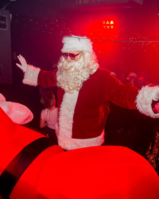 Nonsense Christmas 2025 - Kimber was the DJ - Scott was Santa - Madison was the Grumpy Elf - Photo by @hellacurious