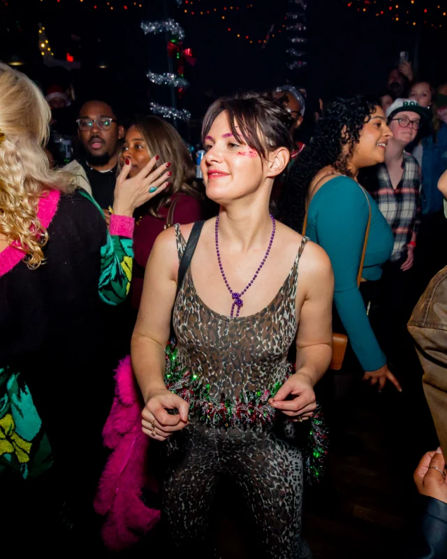Nonsense Christmas 2025 - Kimber was the DJ - Scott was Santa - Madison was the Grumpy Elf - Photo by @hellacurious