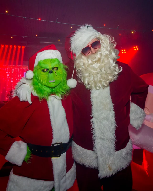 Nonsense Christmas 2025 - Kimber was the DJ - Scott was Santa - Madison was the Grumpy Elf - Photo by @hellacurious
