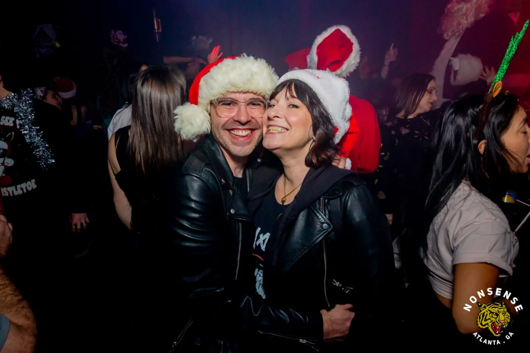 Nonsense Christmas 2025 - Kimber was the DJ - Scott was Santa - Madison was the Grumpy Elf - Photo by @hellacurious