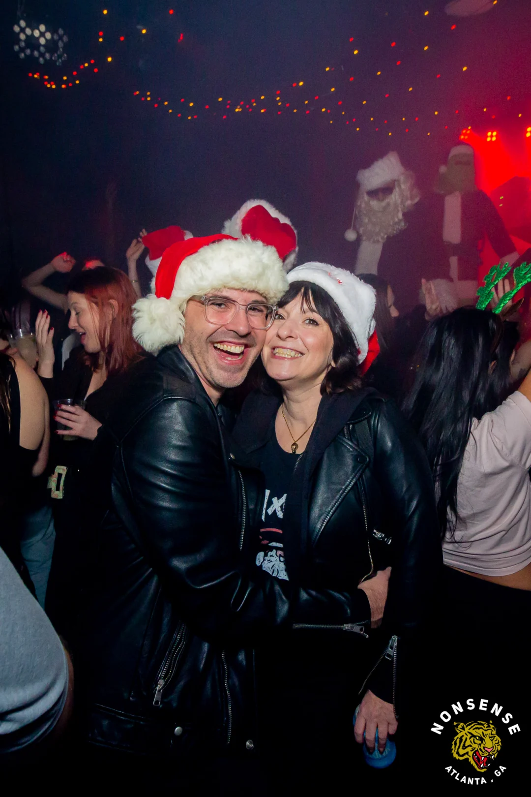 Nonsense Christmas 2025 - Kimber was the DJ - Scott was Santa - Madison was the Grumpy Elf - Photo by @hellacurious