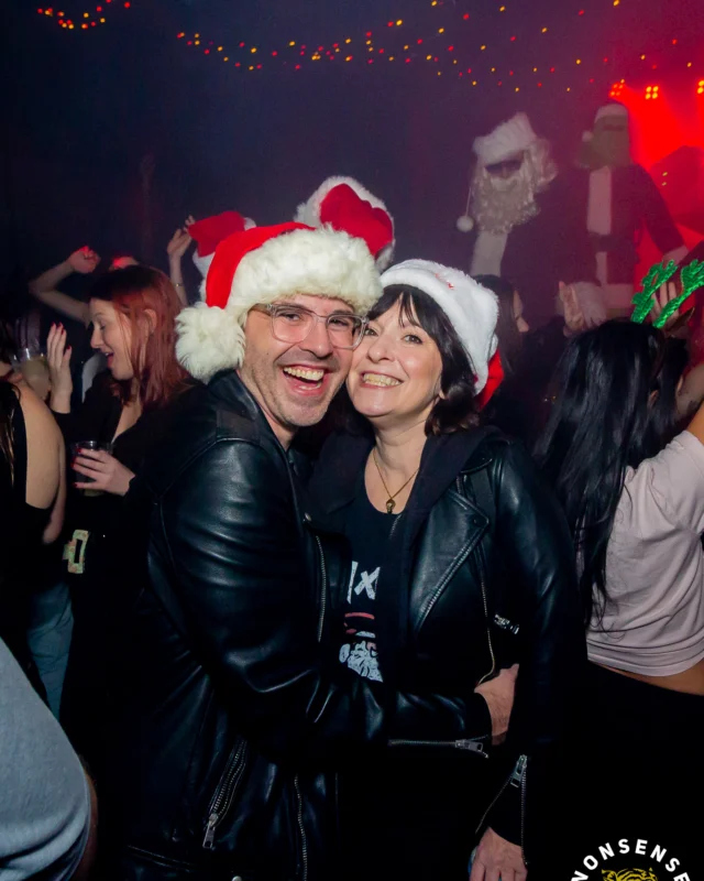 Nonsense Christmas 2025 - Kimber was the DJ - Scott was Santa - Madison was the Grumpy Elf - Photo by @hellacurious